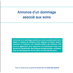 Annonce d’un dommage lié aux soins – Fiche repère