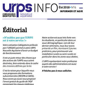 URPS INFO N°6 – ÉTÉ 2018